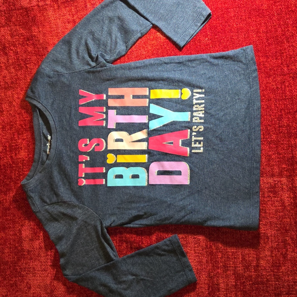 Cat & Jack Navy Birthday Long Sleeve Tee